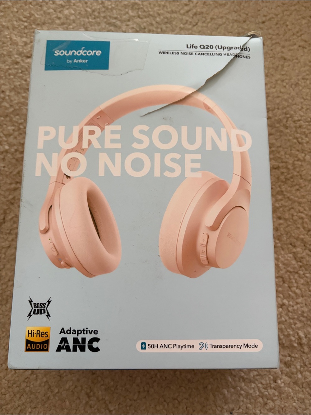 Anker Soundcore Life Q20 Wireless Noise Cancelling Headphones - Pink NIB